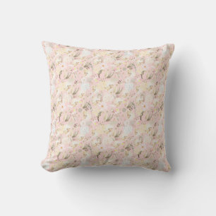 Girly Blush Pink Cream White Floral Kussen