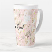 Girly Blush Pink Cream White Floral Latte Mok (Rechterhoek)