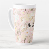 Girly Blush Pink Cream White Floral Latte Mok (Linkerhoek)
