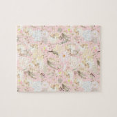 Girly Blush Pink Cream White Floral Legpuzzel (Horizontaal)