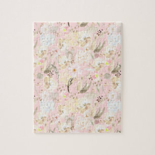 Girly Blush Pink Cream White Floral Legpuzzel