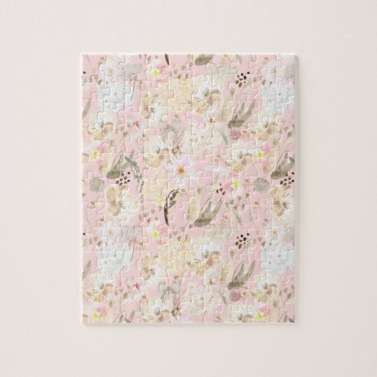 Girly Blush Pink Cream White Floral Legpuzzel (Verticaal)