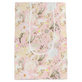 Girly Blush Pink Cream White Floral Medium Cadeauzakje (Achterkant)