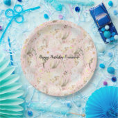 Girly Blush Pink Cream White Floral Papieren Bordje (Feest)