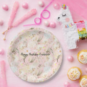 Girly Blush Pink Cream White Floral Papieren Bordje (Feest)