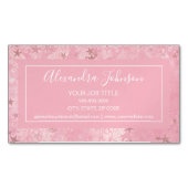 Girly Blush Pink Damask and Stars Pattern Magnetisch Visitekaartje (Voorkant)
