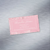 Girly Blush Pink Damask and Stars Pattern Magnetisch Visitekaartje (Voorbeeld)