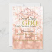 Girly Blush Pink Diamond Roos Gold Baby shower Kaart (Voorkant)