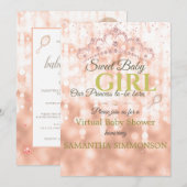 Girly Blush Pink Diamond Roos Gold Baby shower Kaart (Voorkant / Achterkant)