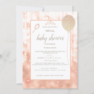 Girly Blush Pink Diamond Roos Gold Baby shower Kaart