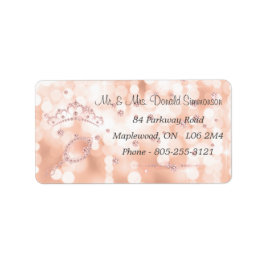 Girly Blush Pink Diamond Roos Gold Return-adres Etiket