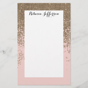 Girly Blush Pink en Gold Glitter Ombre Briefpapier