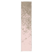 Girly Blush Pink en Gold Glitter Ombre Korte Tafelloper (Voorkant)