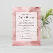 Girly Blush Pink Faux Fur Baby shower Kaart (Staand voorkant)