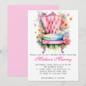 Girly Blush Pink Floral Flower Chair Vrijgezellenf Kaart (Voorkant / Achterkant)