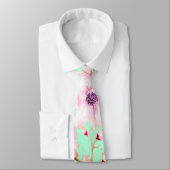 Girly Blush Pink Floral op Mint Green Stropdas (Gebonden)