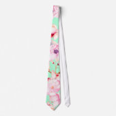 Girly Blush Pink Floral op Mint Green Stropdas (Voorkant)