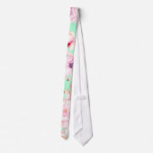 Girly Blush Pink Floral op Mint Green Stropdas (Achterkant)