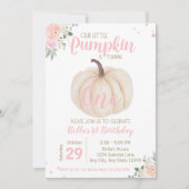 Girly Blush Pink Floral Pumpkin 1e verjaardag Kaart (Voorkant)
