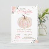 Girly Blush Pink Floral Pumpkin 1e verjaardag Kaart (Staand voorkant)