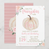 Girly Blush Pink Floral Pumpkin 1e verjaardag Kaart (Voorkant / Achterkant)