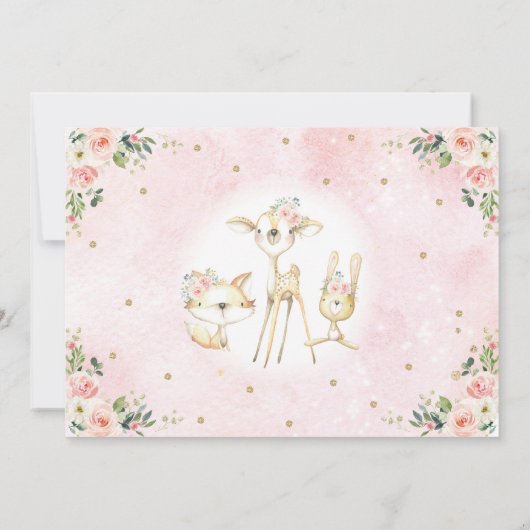 Girly Blush Pink Floral Roos 1e verjaardag Kaart (Achterkant)