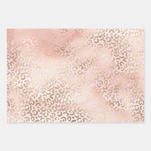 Girly Blush Pink Glam Gold Leopard Print Inpakpapier Vel (Voorkant)