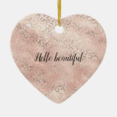 Girly Blush Pink Glam Gold Leopard Print Keramisch Ornament (Voorkant)