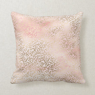 Girly Blush Pink Glam Gold Leopard Print Kussen