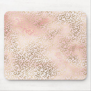 Girly Blush Pink Glam Gold Leopard Print Muismat