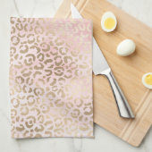 Girly Blush Pink Glam Gold Leopard Print Theedoek (Quarter Fold)