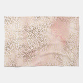 Girly Blush Pink Glam Gold Leopard Print Theedoek (Horizontaal)