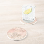 Girly Blush Pink Glam Gold Leopard Print Zandsteen Onderzetter (Zijkant)