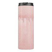 Girly Blush Pink glitter druppels Monogram Thermosbeker (Achterkant)