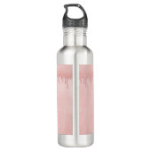 Girly Blush Pink glitter druppels Monogram Waterfles (Achterkant)