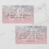 Girly Blush Pink Glitter Marble Monogram Makeup Visitekaartje (Voorkant / Achterkant)