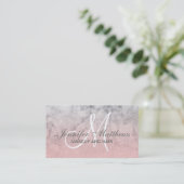 Girly Blush Pink Glitter Marble Monogram Makeup Visitekaartje (Staand voorkant)