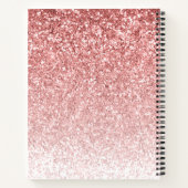 Girly Blush Pink Glitter Sparkle Chic Monogram Notitieboek (Achterkant)