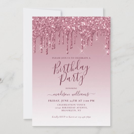 Girly Blush Pink Glitter Sparkle Driving Birthday Kaart (Voorkant)