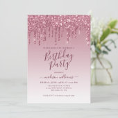 Girly Blush Pink Glitter Sparkle Driving Birthday Kaart (Staand voorkant)