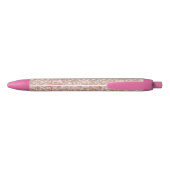 Girly Blush Pink Glitter Zwarte Inkt Pen (Achterkant)