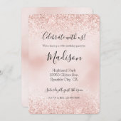 Girly Blush Pink Glitz Glitter Sparkle Uitnodiging (Voorkant / Achterkant)