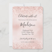 Girly Blush Pink Glitz Glitter Sparkle Uitnodiging (Voorkant)