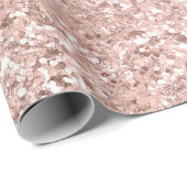 Girly Blush Pink Glitzy Faux Glitter Verjaardag Cadeaupapier (Rol Hoek)