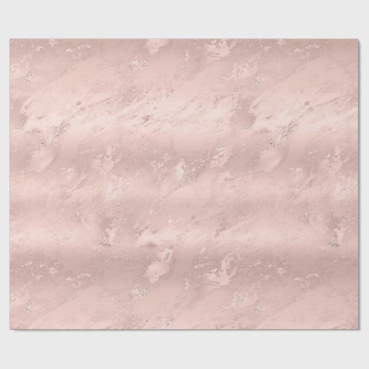 Girly Blush Pink Glitzy Marble Verjaardag Cadeaupapier (Vlak)