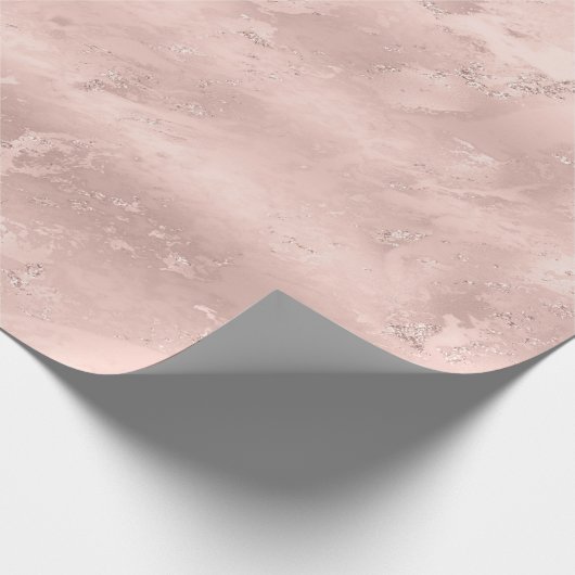 Girly Blush Pink Glitzy Marble Verjaardag Cadeaupapier (Hoek)
