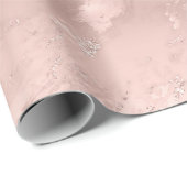 Girly Blush Pink Glitzy Marble Verjaardag Cadeaupapier (Rol Hoek)