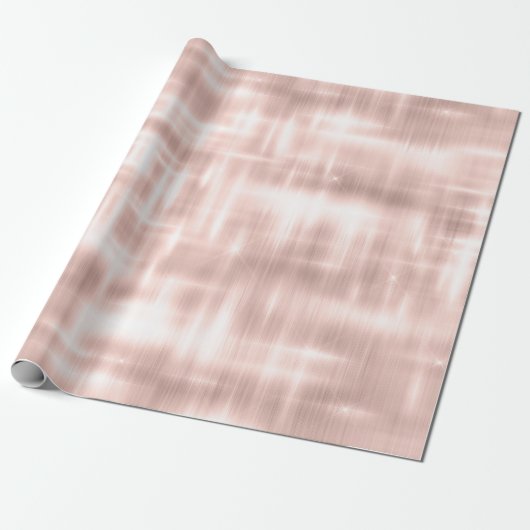 Girly Blush Pink Glitzy Streaks Verjaardag Cadeaupapier (Uitgerold)
