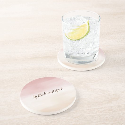 Girly Blush Pink Gold Cream Ombre Zandsteen Onderzetter (Zijkant)