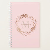 Girly Blush Pink Gold Custom Monogram Planner (Voorkant)